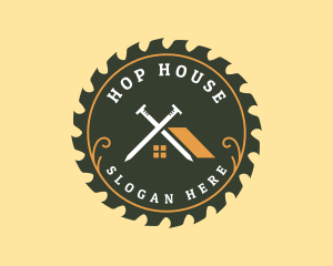 Saw Nail Carpentry House logo design