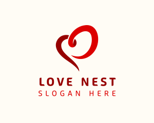 Valentine Heart Ribbon logo design