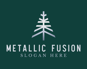Metallic Pine Tree Nature logo design