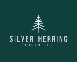 Metallic Pine Tree Nature logo design