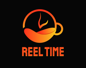 Hot Tea Clock logo design