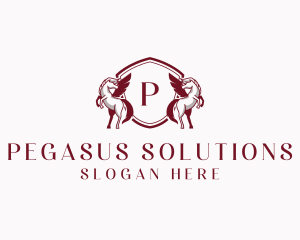 Pegasus Horse Crest logo design