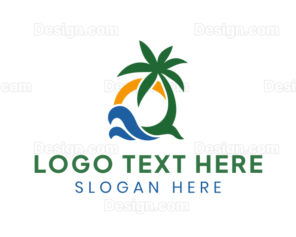 Tropical Summer Beach Tree Logo
