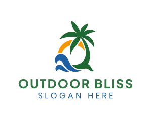 Tropical Summer Beach Tree Logo