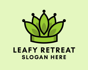 Botanical Leaf Crown  logo design