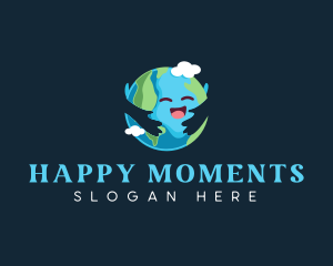 Happy Earth Cartoon logo design