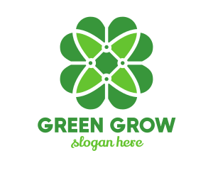 Green Clover Flower logo design