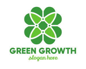 Green Clover Flower logo design