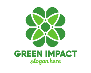 Green Clover Flower logo