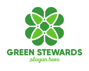 Green Clover Flower logo design