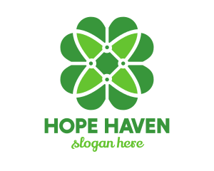 Green Clover Flower logo