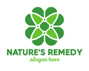 Green Clover Flower logo design