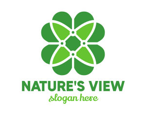 Green Clover Flower logo design