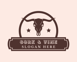 Western Bull Skull Banner logo design