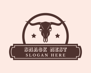 Western Bull Skull Banner logo design