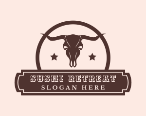 Western Bull Skull Banner logo design