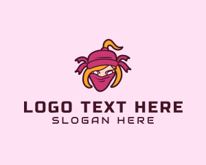 Ninja Girl Character Logo