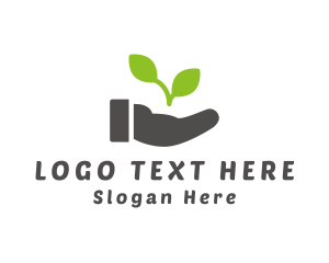 Hand Eco Plant Grow logo design