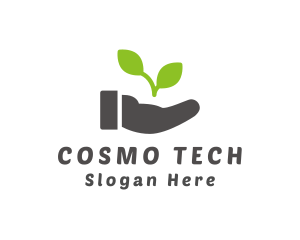 Hand Eco Plant Grow logo design