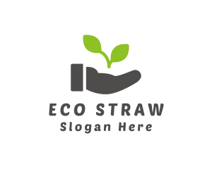 Hand Eco Plant Grow logo design