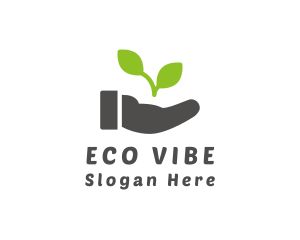 Hand Eco Plant Grow logo design