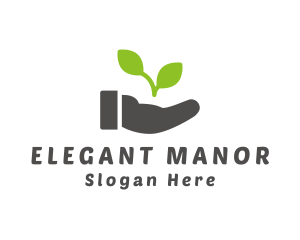 Hand Eco Plant Grow logo design