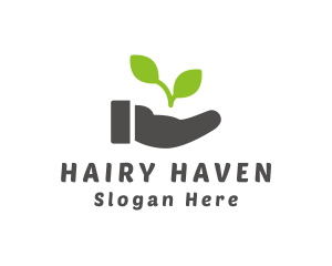 Hand Eco Plant Grow logo design