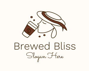 Woman Coffee Drink logo design