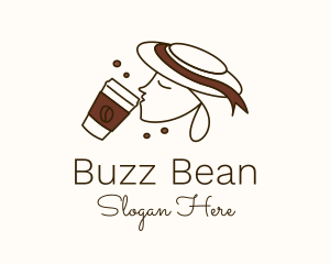 Woman Coffee Drink logo design