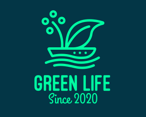 Green Sailing Leaf Eco Boat logo design