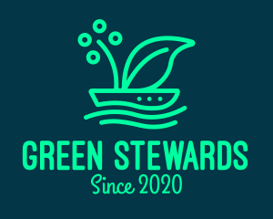 Green Sailing Leaf Eco Boat logo design