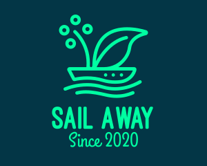 Green Sailing Leaf Eco Boat logo design