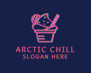 Ice Cream Dessert Glitch  logo design