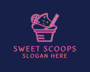 Ice Cream Dessert Glitch  logo design