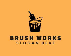 Paint Bucket Brush logo design