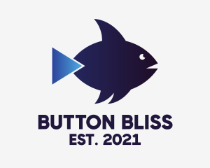 Fish Play Button  logo design