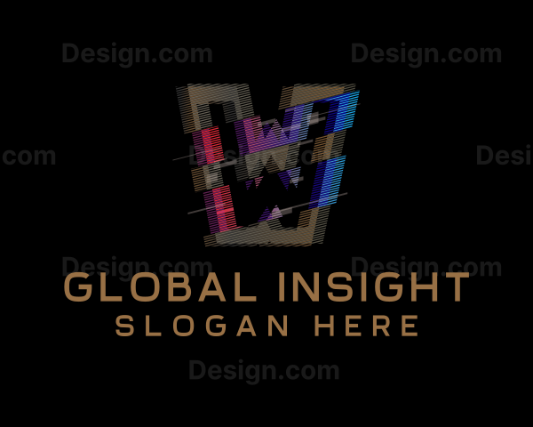 Gradient Glitch Letter W Logo