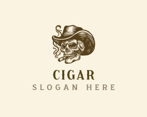 Smoking Tobacco Skull  logo design