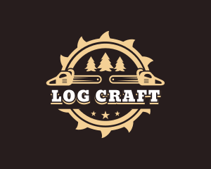 Chainsaw Logging Wood logo design