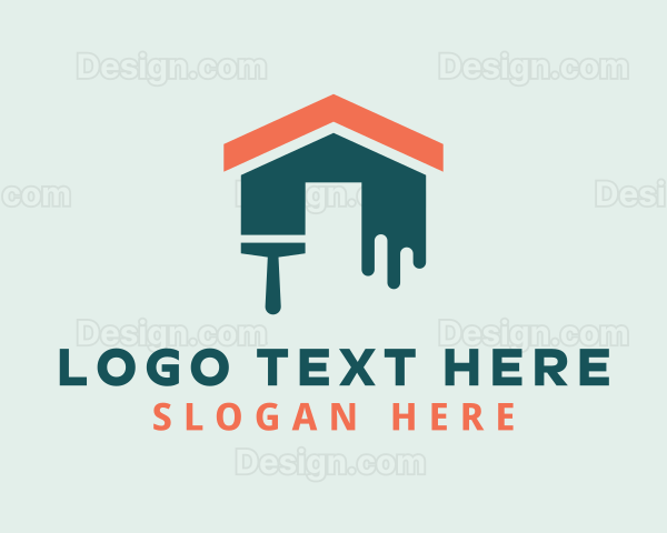 Home Builder Paint Brush Logo