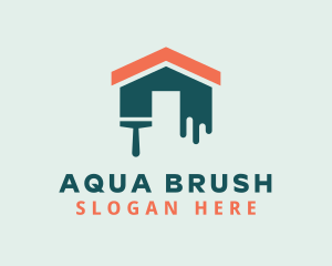 Home Builder Paint Brush logo design