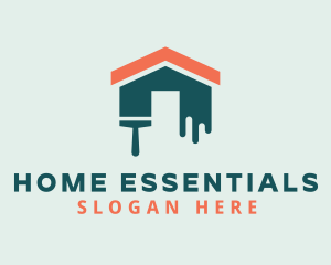 Home Builder Paint Brush logo design