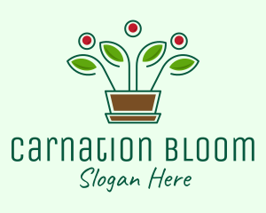 Blooming Flower Pot Plant  logo design