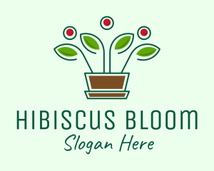 Blooming Flower Pot Plant  logo design