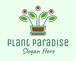 Blooming Flower Pot Plant  logo design