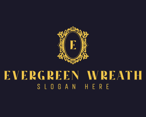 Floral Wreath Shield logo design