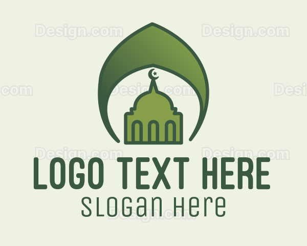 Green Islamic Mosque Logo