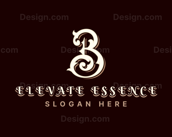 Decorative Victorian Calligraphy Letter B Logo