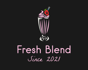 Strawberry Milkshake Smoothie  logo design