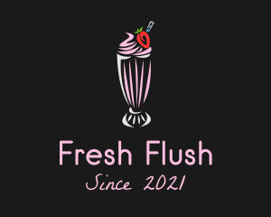 Strawberry Milkshake Smoothie  logo design